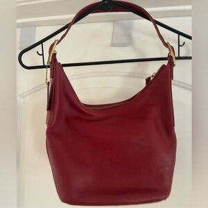 Coach Red Leather Hobo Bag